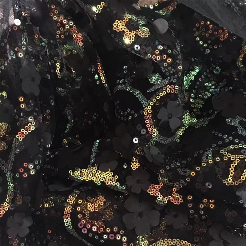 3D Sequin Petal Embroidery Fabric for Wedding Dress, Cheongsam, Hair Accessories, Shoes, Clothing, and DIY Crafts