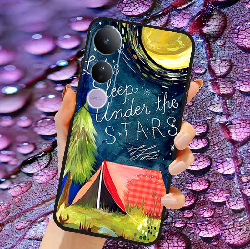 Case For Vivo V50 Lite Soft 3D Flower Relief Emboss Silicone Covers for Vivo V 50 Lite 4G 5G V50Lite Soft Capa Protective Casing