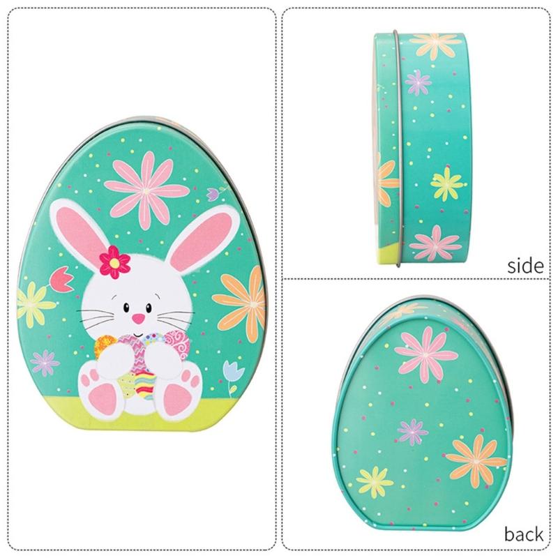 Iron Box Easter Candy Box Tinplated Eggshells Pattern Container for Party Organizing and Displaying