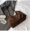 Vintage Suede Handbag Women Commuter Tote Bag Shoulder Underarm Bag