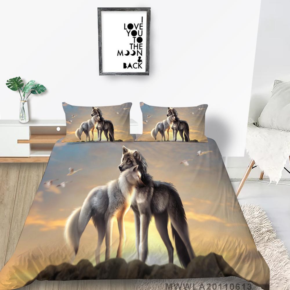 2023 neue stil Bettbezug-set mit Kissenbezug Doppel Volle Größe Bettwäsche Quilt Abdeckungen 3D Wolf Hause Textilien Junge Mann tagesdecken