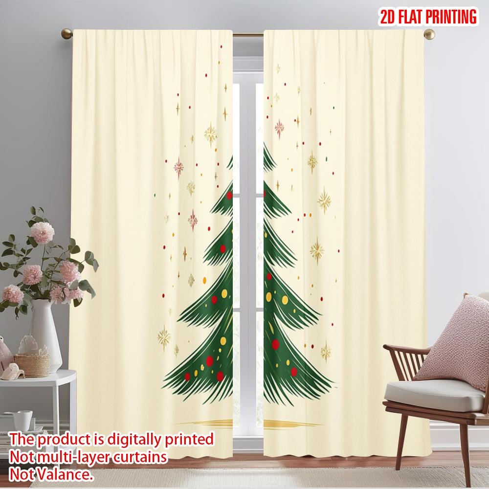 

2pcs,2D plane printing Creative Curtains Christmas Tree Festive_c (3) Versatile Polyester (without rod) Room Decor Use for 52.50×116.00 CM 2pcs