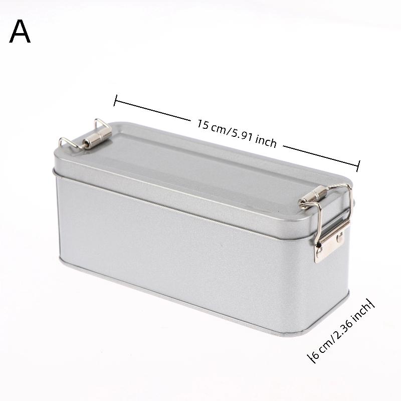 

1PC Rectangular Food-Grade Tinplate Storage Container with Secure Buckle Lid Metal Box for Cake Candy Packaging