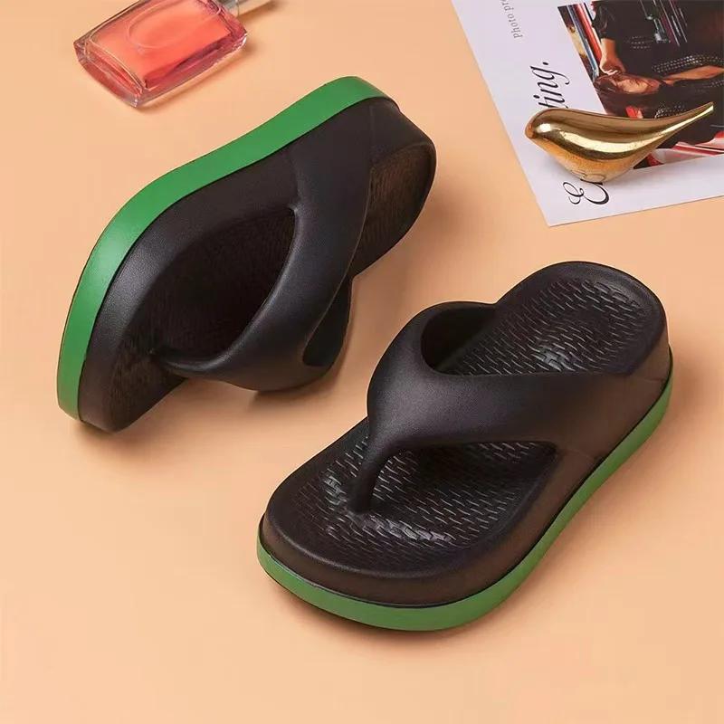 2025 New Summer Women's Elevated Flip Flops Thong Style Thick Sole Non-slip Soft Sole Lightweight Versatile Outdoor & Home Wear
