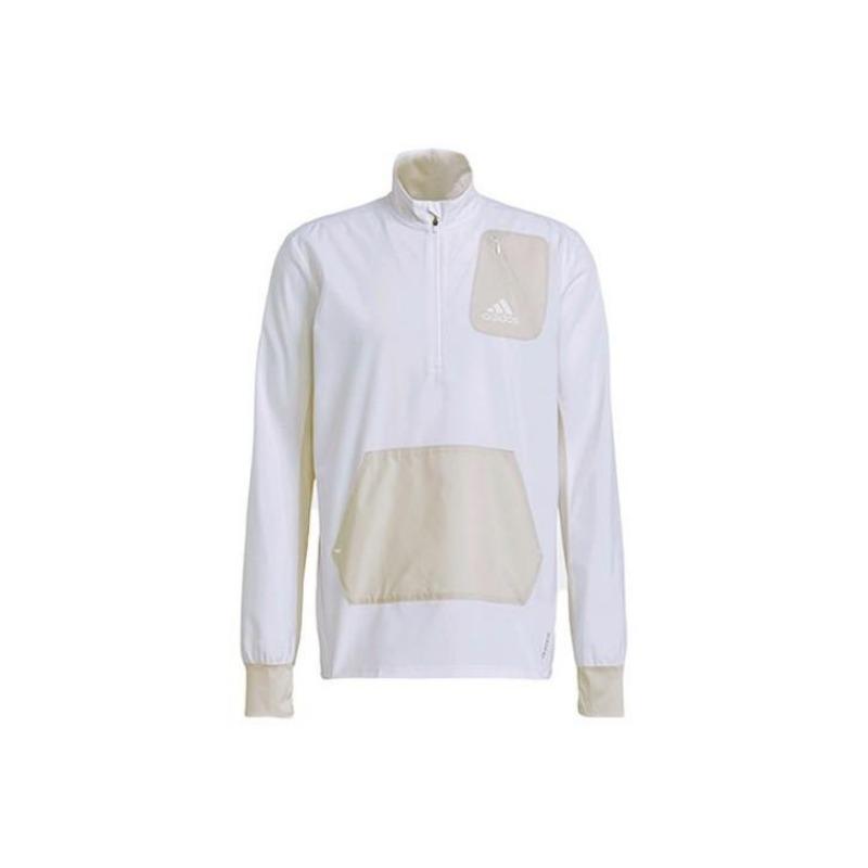 adidas Casual Sports Running Retro Stand Collar Colorblock Jacket Men’s White L