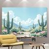 2D Plane Watercolor Desert Cactus Party Background Fabric Indoor and Outdoor Event Decoration Polyester Fiber