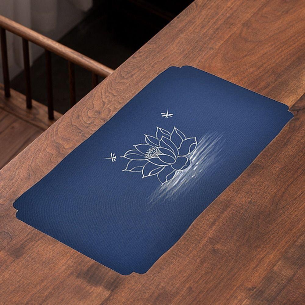 

Lotus Patterns Table Mat Thicker Tableware Mat Cup Pad Chinese Style Tea Mat Home Style B