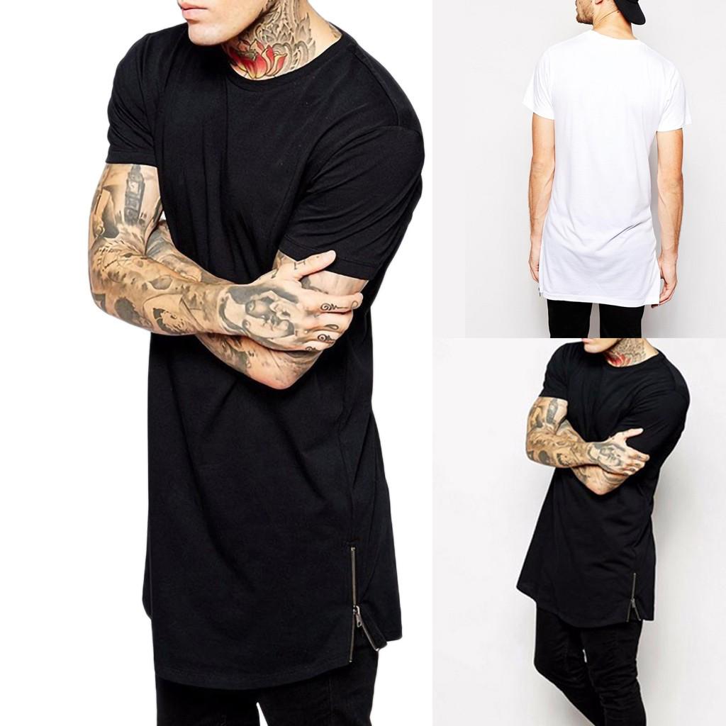 Men's Long Size Casual  Hop Fashion Shirt Short Sleeve Top Blouse 