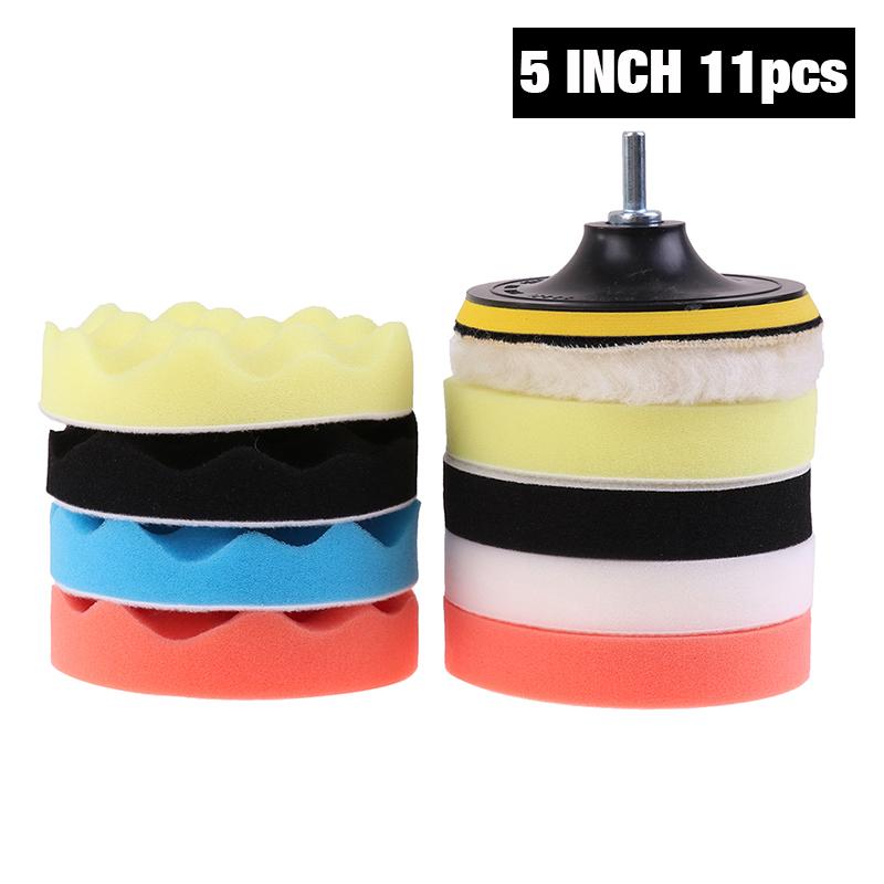5/11Pcs Buffing Pad 3''4''5''6'' Inch Car Sponge Polishing Pad Kit Abrasive Polisher Drill Adapter Waxing Compound Tools Accessory