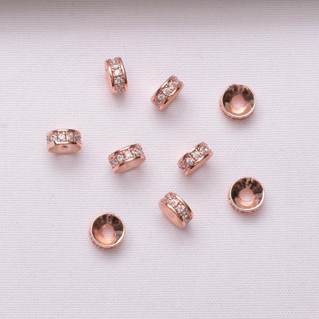10pcs 18K Gold-Wrapped Color-Preserving Zircon Septum Bracelet Loose Beads Diy Handmade Beaded Bracelet Jewelry Accessories Beads