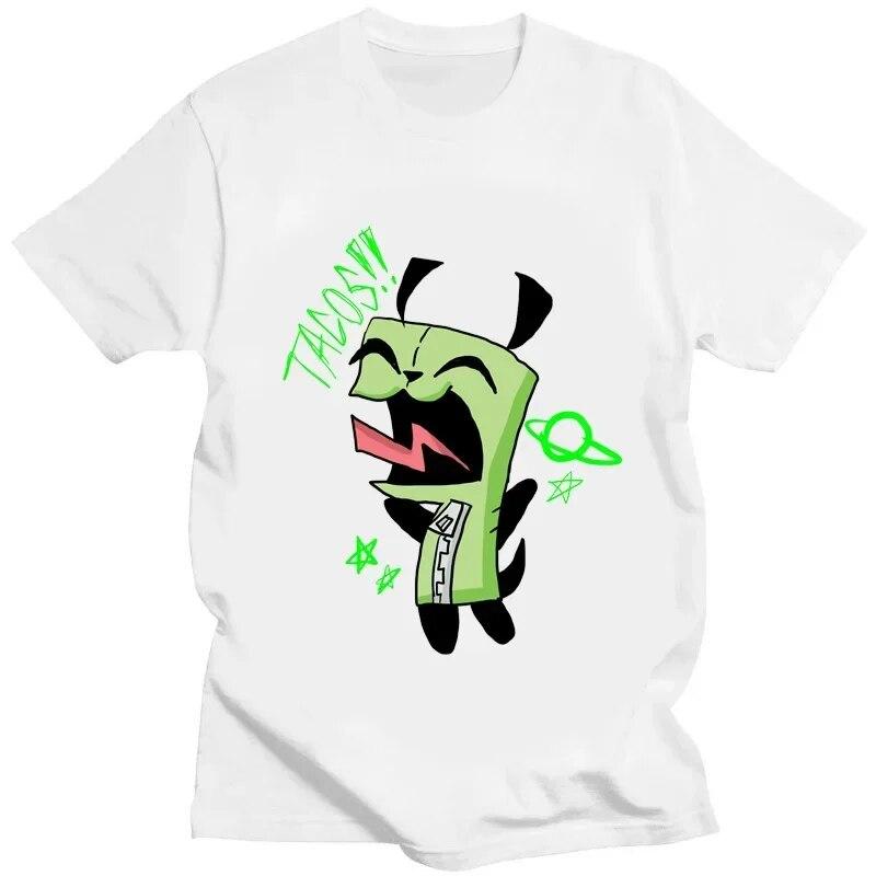 Kawaii Invader Zim Graphic TShirt Happy Hug Ready Zim Image Cute Cartoon T Shirt Unisex Women Retro T Shirt Oversized T Shirt