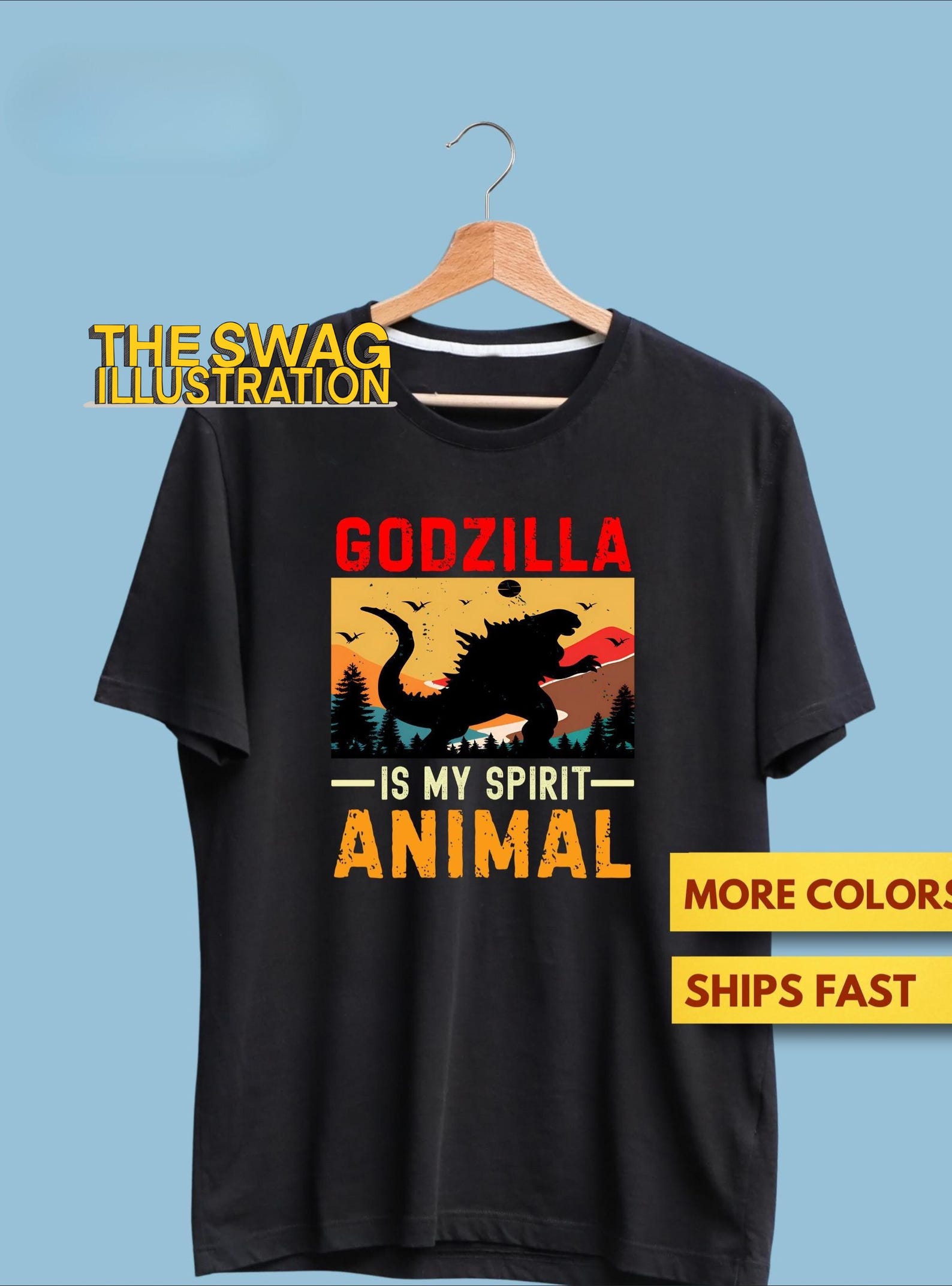 Funny Godzilla Is My Spirit Animal Premium T shirt, Funny Godzilla Shirt, Spirit Animal Shirt, Cute Dinosaur Shirt XL