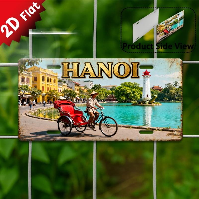 D Flat pc Vintage Metal Sign Hanoi Old Street Aluminum Sign for Decoration Only Outdoor Wall Art Perfect for Home Decor