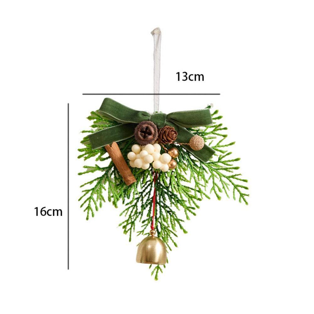 Fabric Red Velvet Bow Pendant Plastic Bell Christmas bell decoration Pine Cone Hanging Tree Hanging Ornament