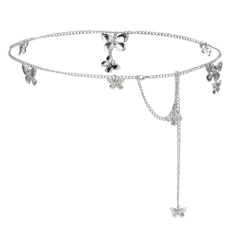 Стильный регулируемый кожаный ремень со съемным металлическим декором в виде кисточек-бабочек. Унисекс-дизайн 1