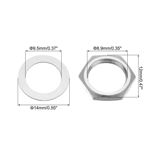 uxcell Guitar Nuts and Washers, M9 Guitar Input/Output Jack Socket Nuts, Silver, for Guitar and Bass, Set of 4