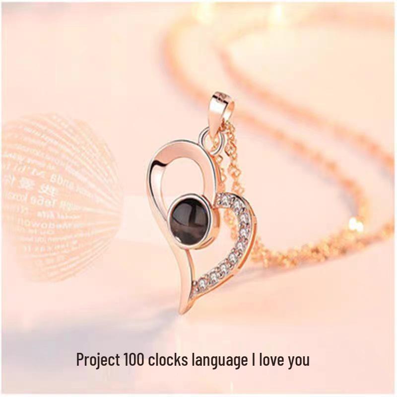 100-Language Projection Necklace with Custom HD Photos for Valentine s Day and Qixi Festival Gifts for Women
