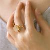Zircon Four-Leaf Clover Adjustable Women's Rotatable Ring