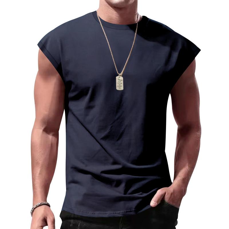 Summer Casual Sports Men's Sleeveless T-shirt Youth Casual Loose Solid Color Thin Camisole T-shirt