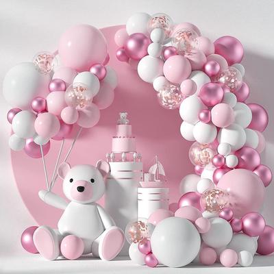 Macaron Pink Balloon Garland Arch Vítejte Miminko Přeháňka Valentines Day Narozeninová párty Svatební dekorace Výročí Latex