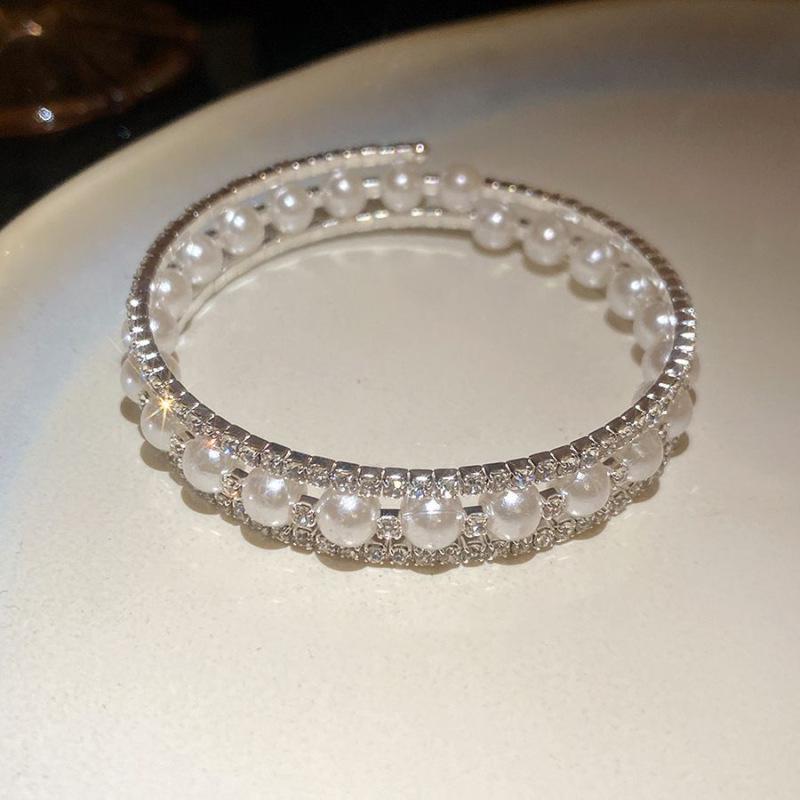Elegant Diamond-Studded Geometric Multi-Layer Open Bangle - Luxurious French High-End Jewelry.