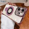 Case For OPPO Reno 14 Pro 14F 14FS 5G Bracket Magsafe  Transparent Plating Airbag Magnetic Cover For OPPO Reno 14 Shell