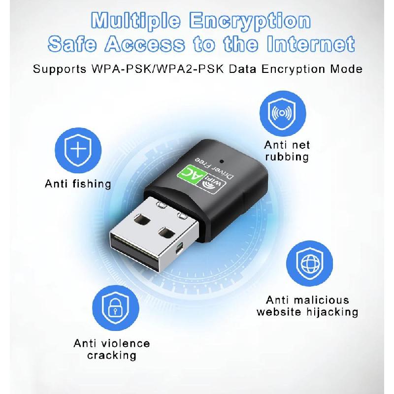 600Mbps USB WiFi Adapter Dual Band 2.4G 5Ghz 802.11AC Wireless Network Card Free Driver USB WI FI Dongle Antenna Wifi Receiver For PC  Computer