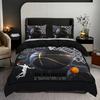 3pcs Black Bedding Set Basketball Dunk 3D Print Cozy Duvet Cover Set King Queen Twin Single Size Birthday Gift Boy Bedroom Decor