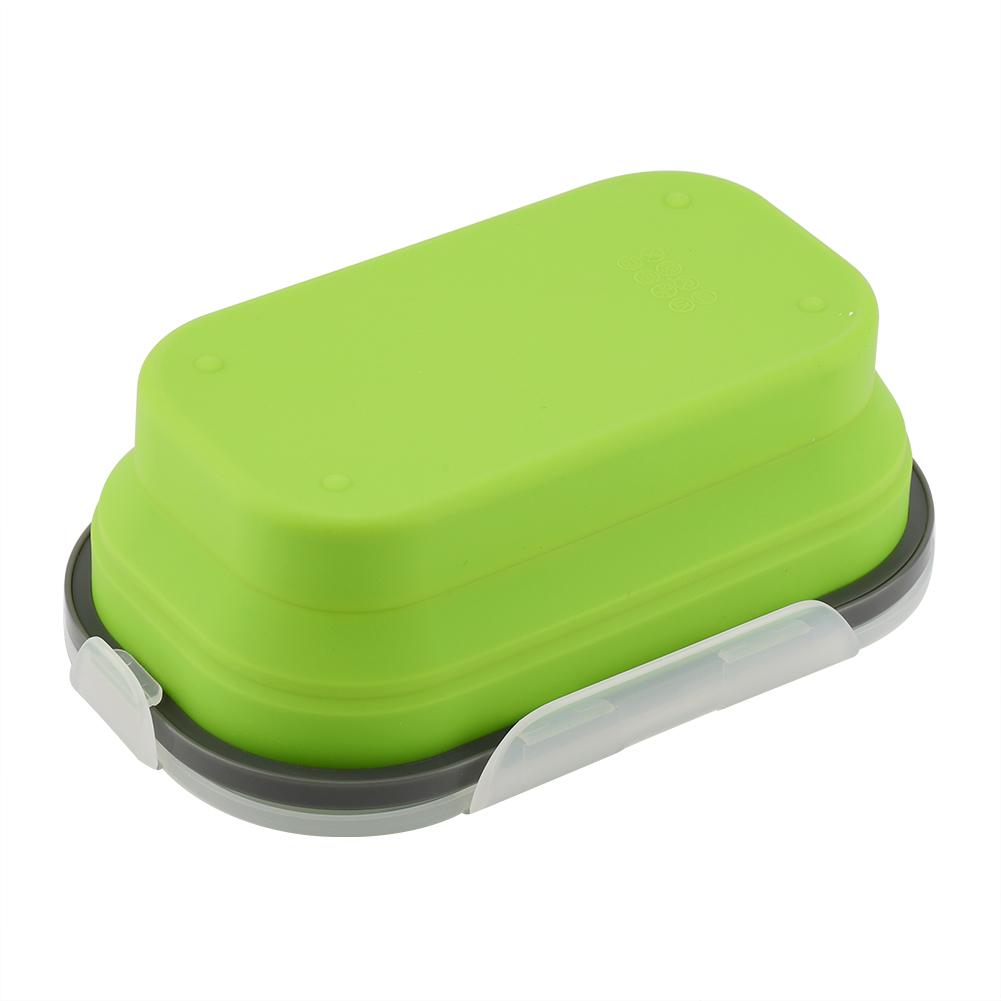 Silicone Lunch Picnic Food Fruit Box with Fork Fold able Telescopic Stretchable Container