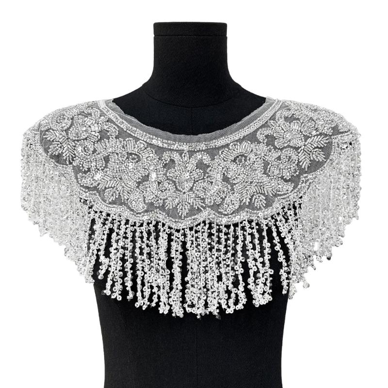 Glitter Fringe Detachable Collar Shawl Scarf For Women Elegant Party Accessory
