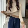 Women's Thick Velvet Half-High Collar Pullover: Slim Fit, Warm Autumn/Winter Knit Top