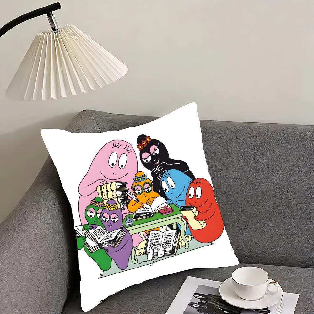 Cute cartoon B-B-Barbapapas Cushion Cover Reversible Plush Pillow Cover – For car, sofa, bedroom, perfect as a gift.