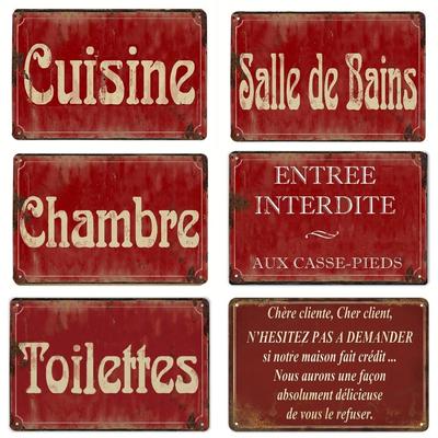 French Vintage Metal CUISINE Signs Decor Posters Plaque Retro Tin Sign Bar Pub Club Wall Decor Painting Decorative Plate