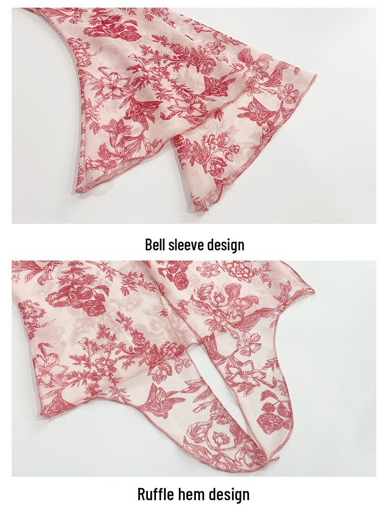 Haut en gaze pour danse ethnique féminine 2025 pour examens d'art - Costume fluide féerique