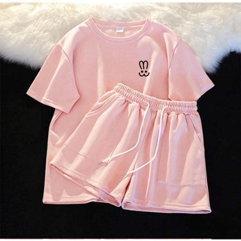 2024 Women's Plus Size Summer Sports Set: Short Sleeve Top & Loose Shorts Casual Two-Piece