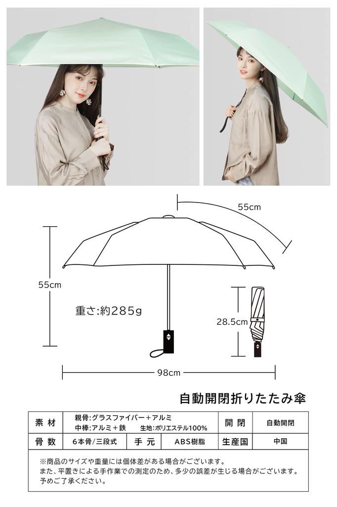 KIZAWA Folding Automatic and Level 5 Water Large Umbrella, Lightweight, One-Touch Open/Close, Men's Women's, Repellent, Compact, Durable, (Mint)