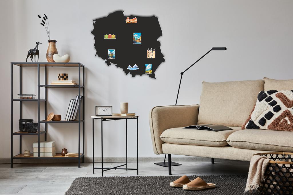 Magnetyczna tablica samoprzylepna mapa Polski na magnesy z podróży 48x52