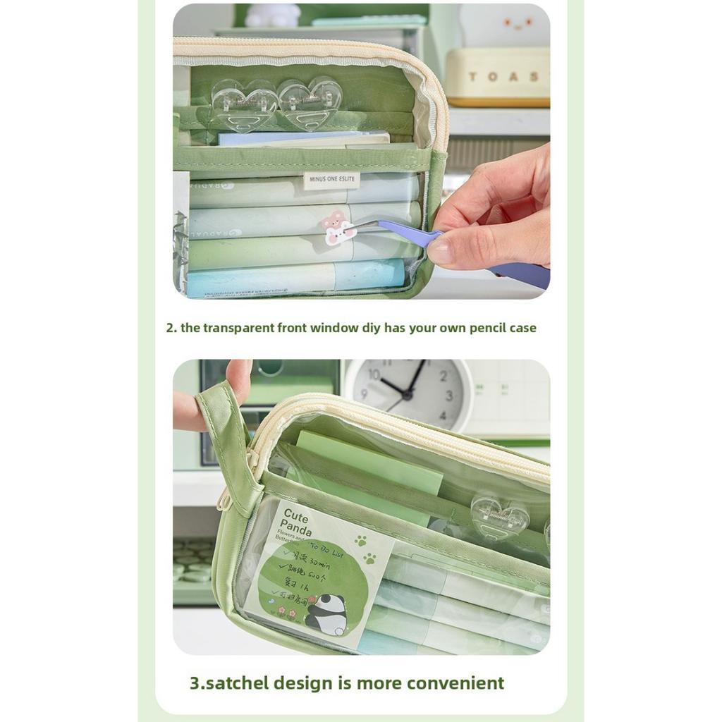 Trousse à crayons transparente de grande capacité pour filles, élèves de l'école élémentaire, sac à fournitures simple pour élèves du primaire et du secondaire