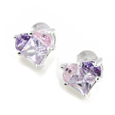 [F6933] - Silver BO 'Coeur Merveilles' Pink Purple