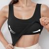 Women's Camisole Wide Shoulder Vest with Chest Pad Fitness Tanks Top