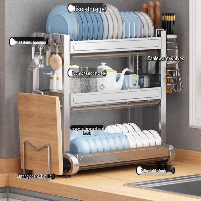 Multifunctional 3-Tier Aluminum Dish Drying Rack