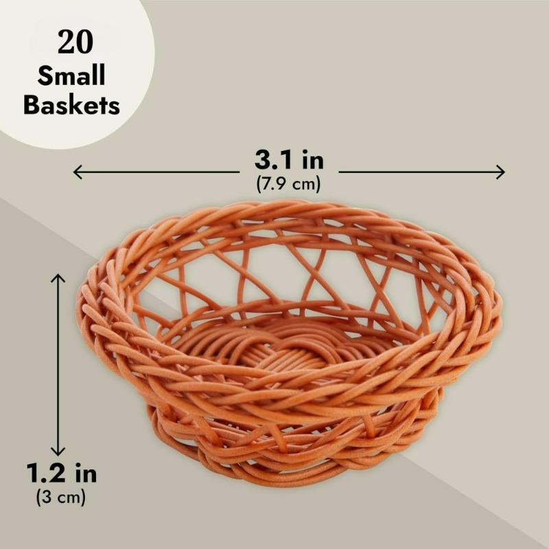 Lot de 20 Mini Paniers Tissés 7,87x3,05 cm Paniers en Rotin Vintage Vente en Gros Mini Paniers Tissés pour Cadeaux et Loisirs Créatifs Paniers d'Étagère