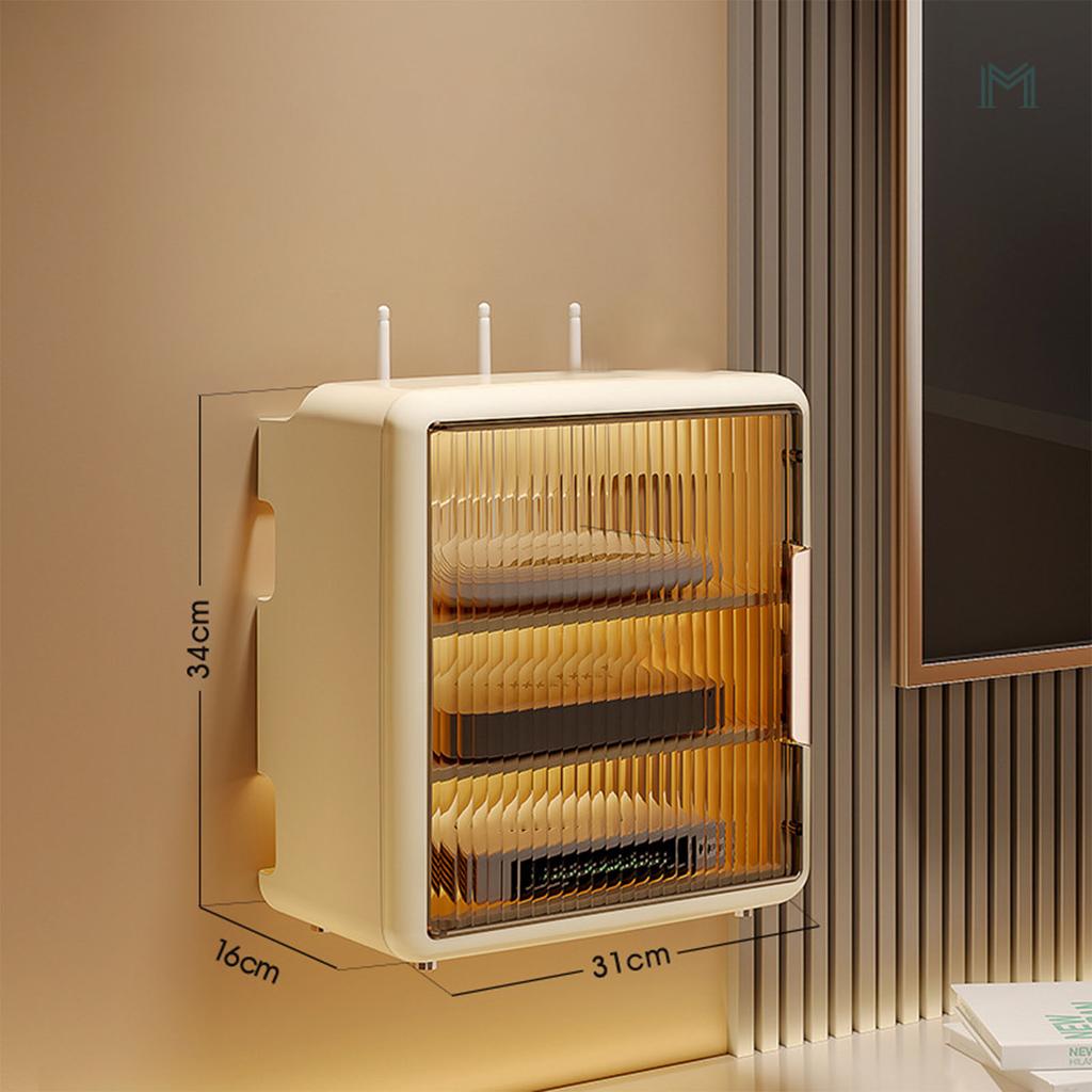 Wall Mounted WiFi Router Storage Box Semi Transparent Open Hole Wall Router Cable Box for Office