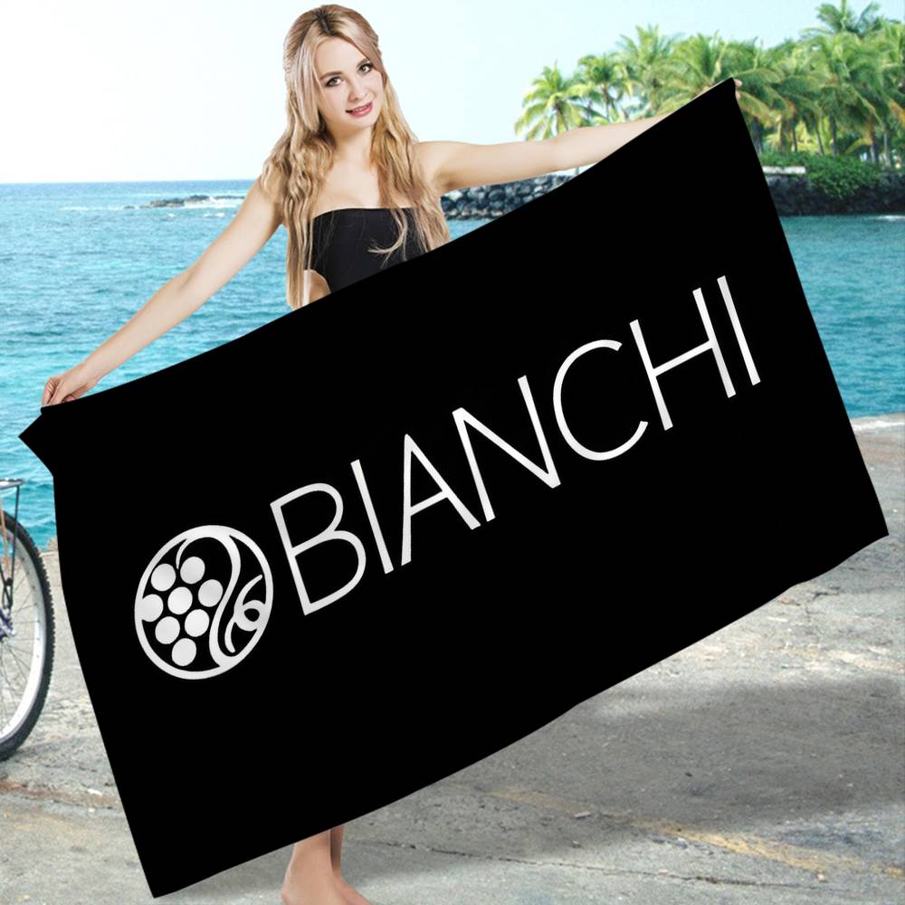 Marca B-Bianchi Logo Bicicletta Coperta in Microfibra Asciugatura Rapida Teli da Spiaggia Stampa Sovradimensionata Super Assorbente Coperta Asciugamano per Piscina