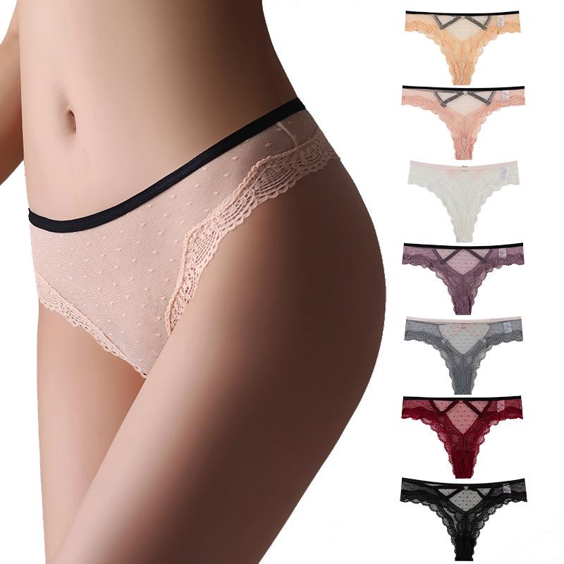 Lace Hollow Sexy European & American Style Triangle Underwear – Solid Color, Pure Desire Design.