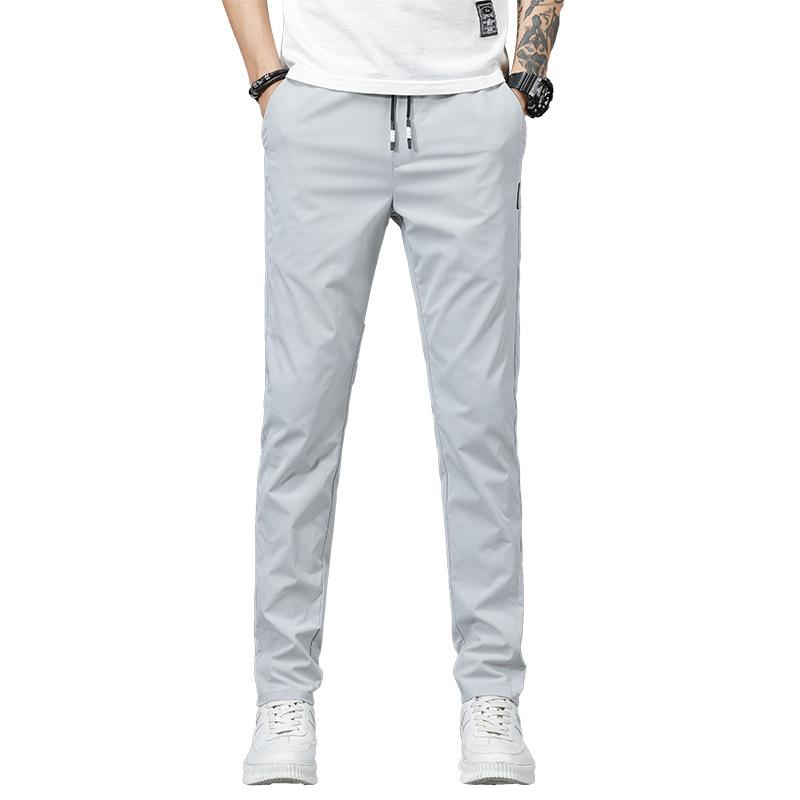 Autumn And Winter New Style With Plush Thickening/Regular Men'S Sports Elastic Waist Casual Pants Straight Leg Small Leg Pants Warm Elastic Slim