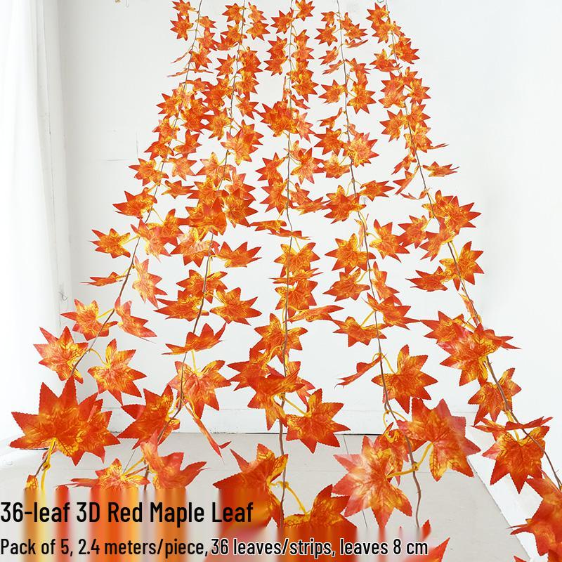 Artificial Red Maple Leaves for Indoor/Outdoor Decor and Landscaping