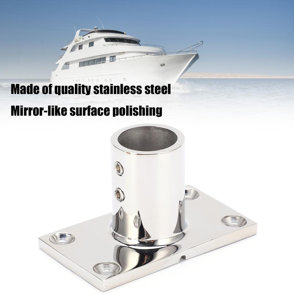 Stanchion Base Stainless Steel 90 Degree Rectangular AntiCorrosion Polishing Hnadrail Fitting for Boat Yacht(22mm )