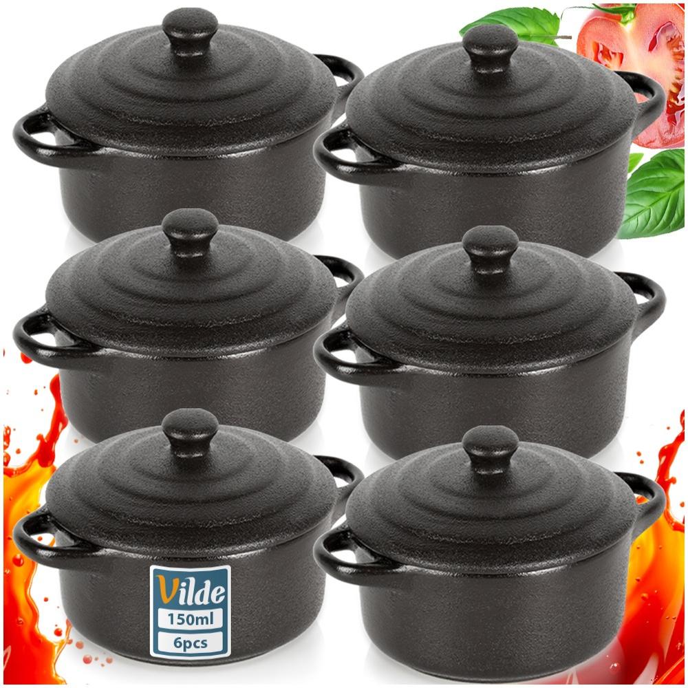 Porcelain Baking Bowls With Lid 150 Ml 6 Pcs.