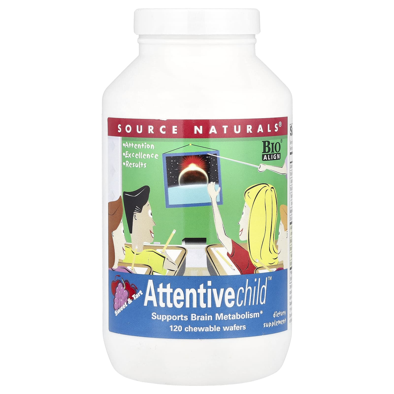 

Source Naturals, Atcentive Child™, Sweet & Tart, 120 жувальних вафель